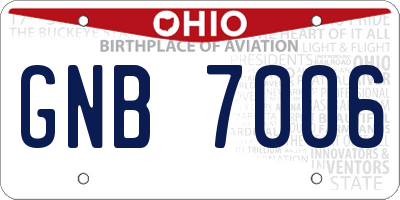 OH license plate GNB7006