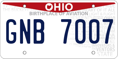 OH license plate GNB7007