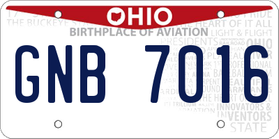 OH license plate GNB7016