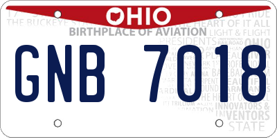 OH license plate GNB7018