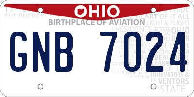 OH license plate GNB7024