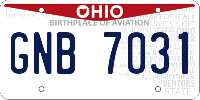 OH license plate GNB7031