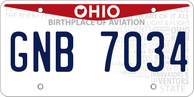 OH license plate GNB7034