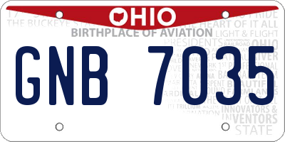 OH license plate GNB7035