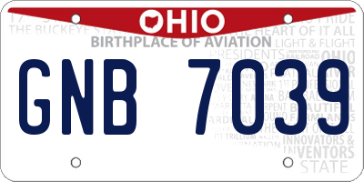 OH license plate GNB7039