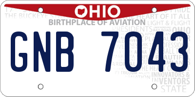 OH license plate GNB7043