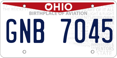OH license plate GNB7045