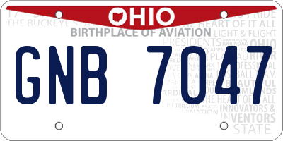 OH license plate GNB7047