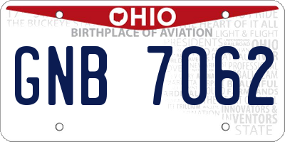OH license plate GNB7062