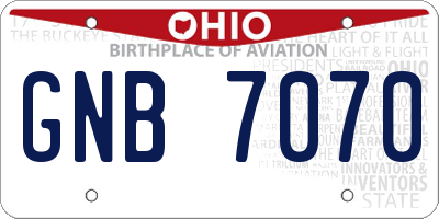 OH license plate GNB7070