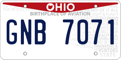 OH license plate GNB7071