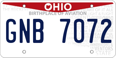 OH license plate GNB7072