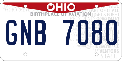 OH license plate GNB7080