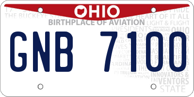 OH license plate GNB7100