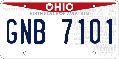 OH license plate GNB7101