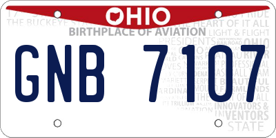 OH license plate GNB7107