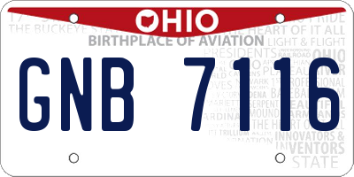 OH license plate GNB7116