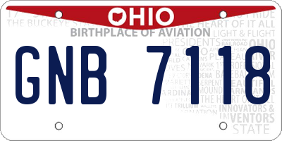 OH license plate GNB7118