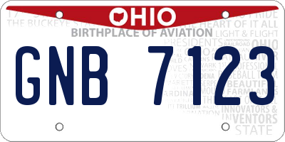 OH license plate GNB7123