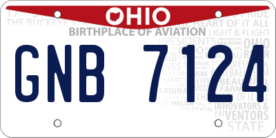 OH license plate GNB7124