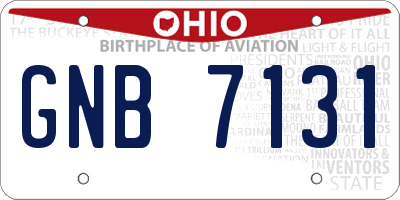 OH license plate GNB7131