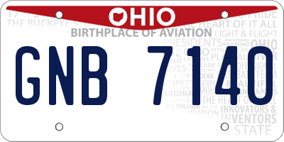 OH license plate GNB7140