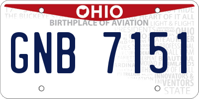 OH license plate GNB7151