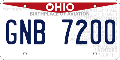 OH license plate GNB7200