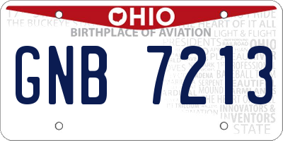 OH license plate GNB7213