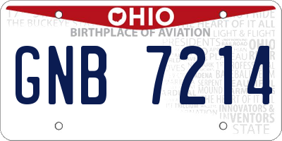 OH license plate GNB7214