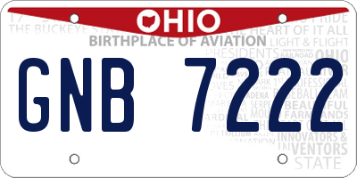 OH license plate GNB7222