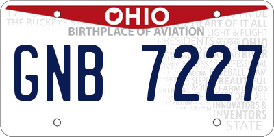 OH license plate GNB7227