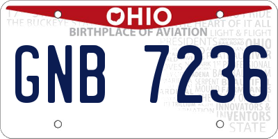 OH license plate GNB7236