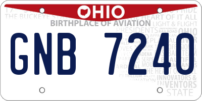 OH license plate GNB7240