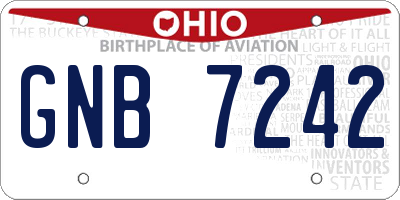 OH license plate GNB7242