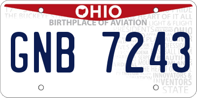 OH license plate GNB7243