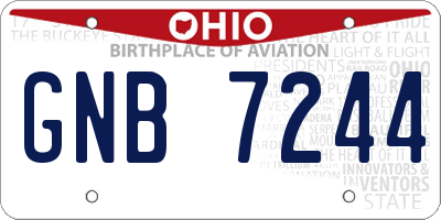 OH license plate GNB7244