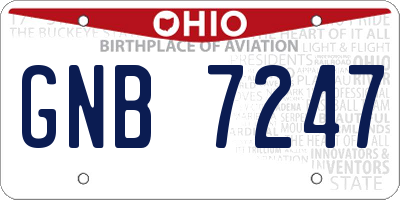 OH license plate GNB7247