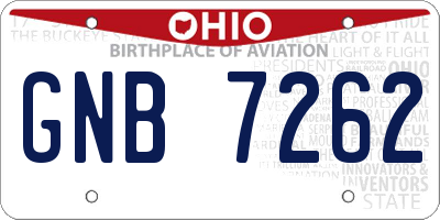 OH license plate GNB7262