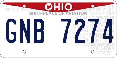 OH license plate GNB7274