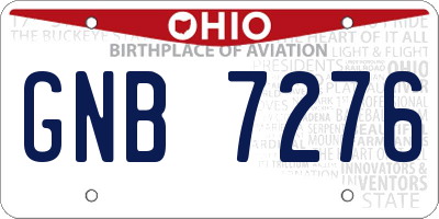 OH license plate GNB7276