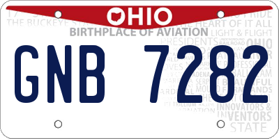 OH license plate GNB7282