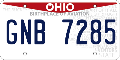 OH license plate GNB7285