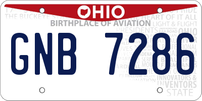 OH license plate GNB7286
