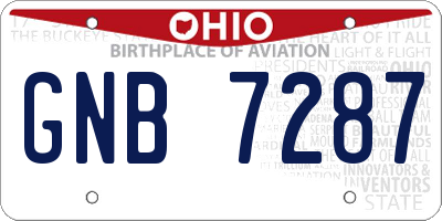 OH license plate GNB7287