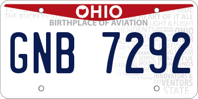OH license plate GNB7292
