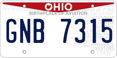OH license plate GNB7315