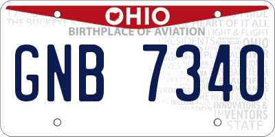 OH license plate GNB7340