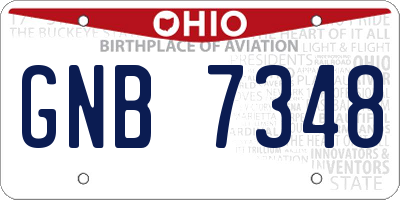 OH license plate GNB7348