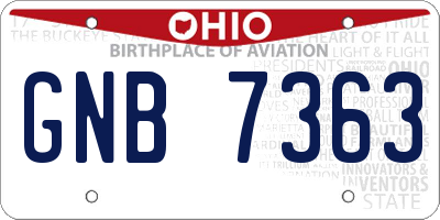 OH license plate GNB7363